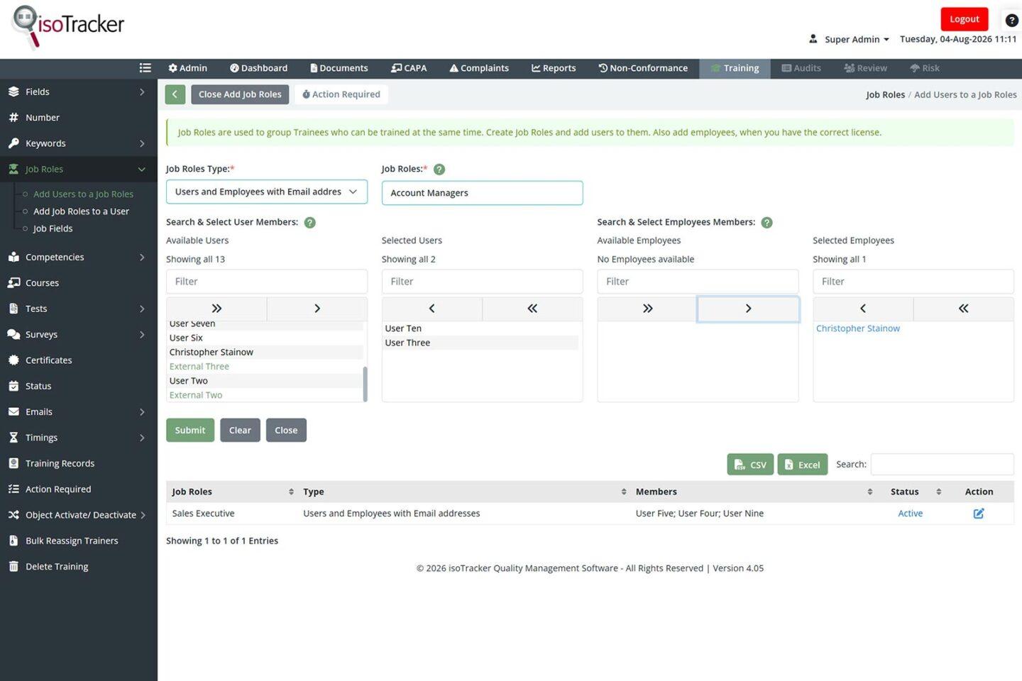 Set Up Job Roles